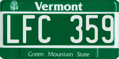 VT license plate LFC359