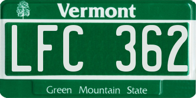 VT license plate LFC362