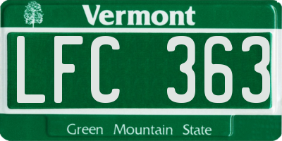 VT license plate LFC363