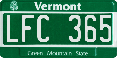 VT license plate LFC365