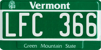 VT license plate LFC366