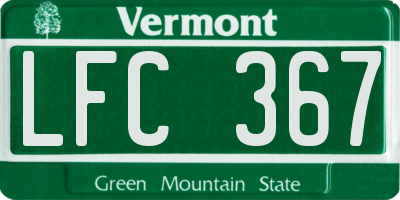 VT license plate LFC367
