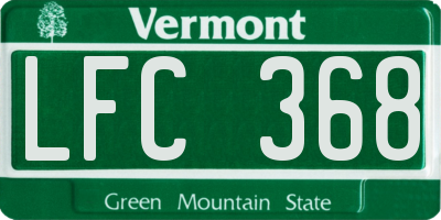 VT license plate LFC368