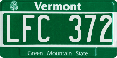 VT license plate LFC372