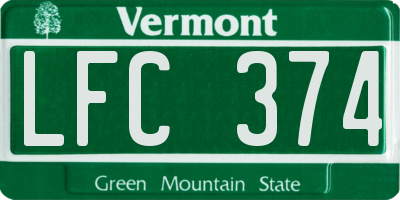 VT license plate LFC374