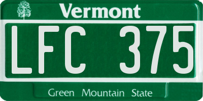 VT license plate LFC375