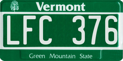 VT license plate LFC376