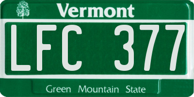 VT license plate LFC377