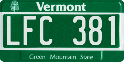 VT license plate LFC381