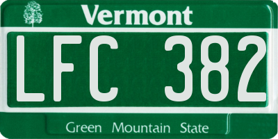 VT license plate LFC382