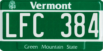 VT license plate LFC384