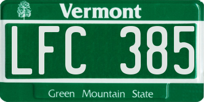 VT license plate LFC385