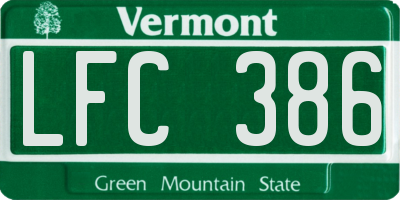 VT license plate LFC386