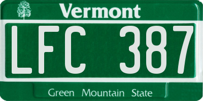 VT license plate LFC387