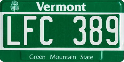 VT license plate LFC389