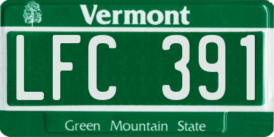 VT license plate LFC391