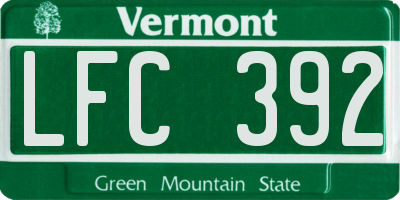 VT license plate LFC392