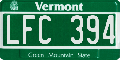 VT license plate LFC394