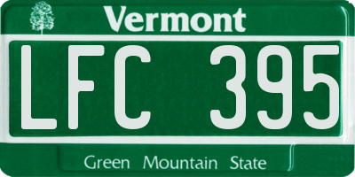 VT license plate LFC395