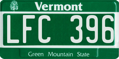 VT license plate LFC396
