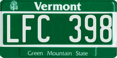VT license plate LFC398