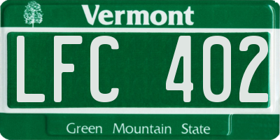 VT license plate LFC402