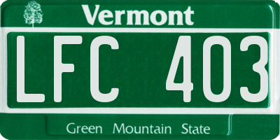 VT license plate LFC403