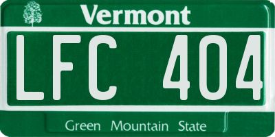 VT license plate LFC404