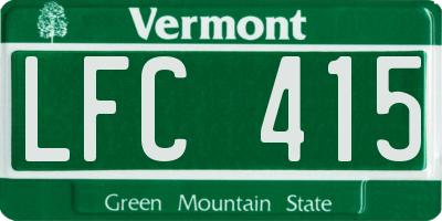 VT license plate LFC415