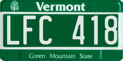 VT license plate LFC418