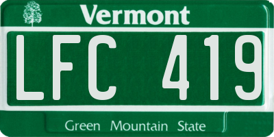 VT license plate LFC419