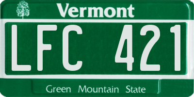 VT license plate LFC421