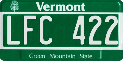VT license plate LFC422