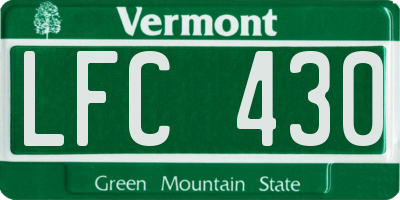 VT license plate LFC430