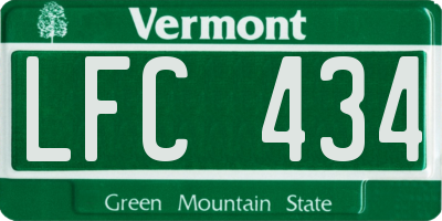 VT license plate LFC434