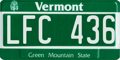 VT license plate LFC436