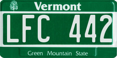 VT license plate LFC442
