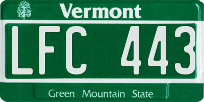 VT license plate LFC443