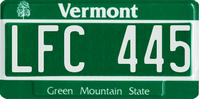VT license plate LFC445