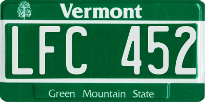 VT license plate LFC452