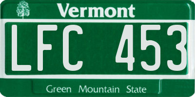 VT license plate LFC453