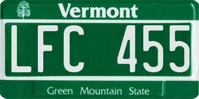 VT license plate LFC455
