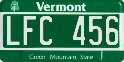 VT license plate LFC456