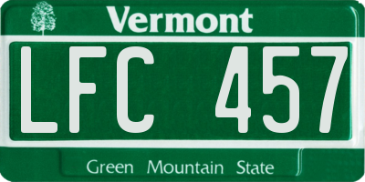 VT license plate LFC457