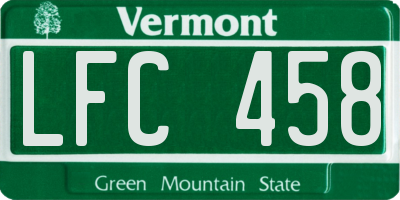VT license plate LFC458