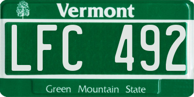 VT license plate LFC492