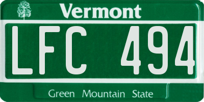 VT license plate LFC494