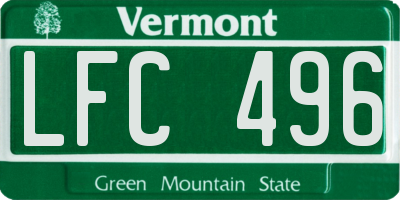 VT license plate LFC496