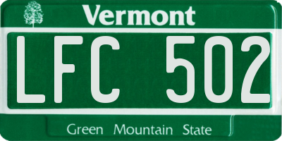VT license plate LFC502