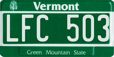 VT license plate LFC503